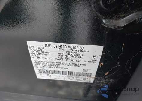 2013 Ford Explorer Xlt z USA, uszkodzony, nr VIN 1FM5K8D87DGC27998